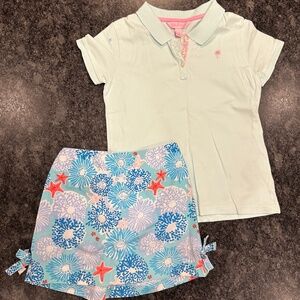 Lilly Pulitzer Girls Skort with Bows on Side and Matching Top - Girls size 8/10